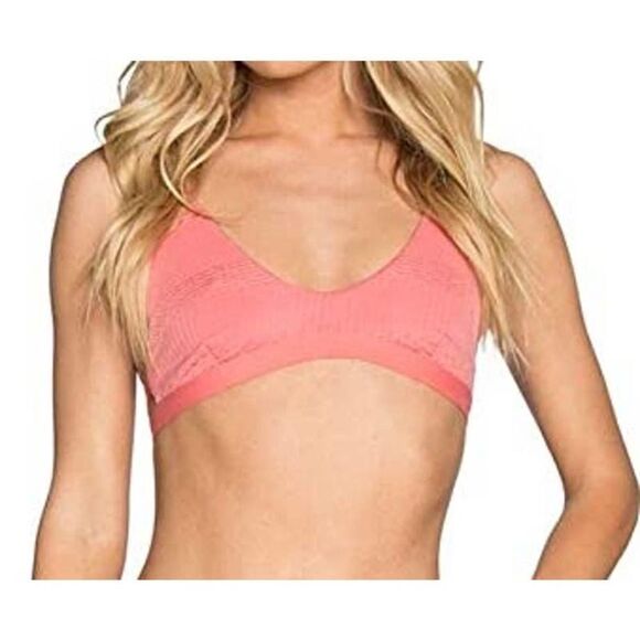Tavik Coco womens Rose pink textured stripe New bikini top swim Small - Picture 1 of 6